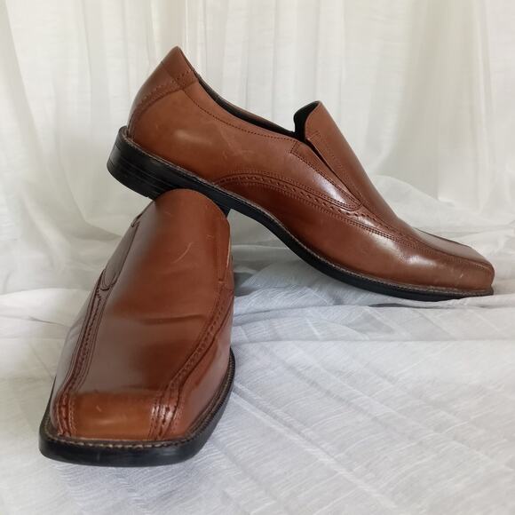 STACY ADAMS Leather Loafers Men Sz 11 M Comfort Insole Brown Slip On Dress Shoe - Picture 2 of 11